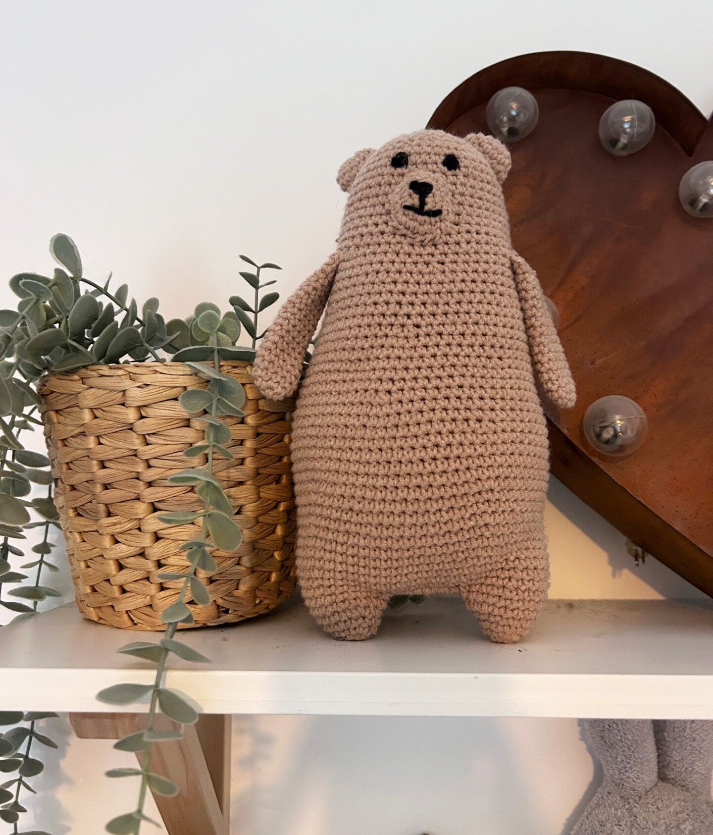 Crocheted teddy bear, personalised teddy bear, first teddy