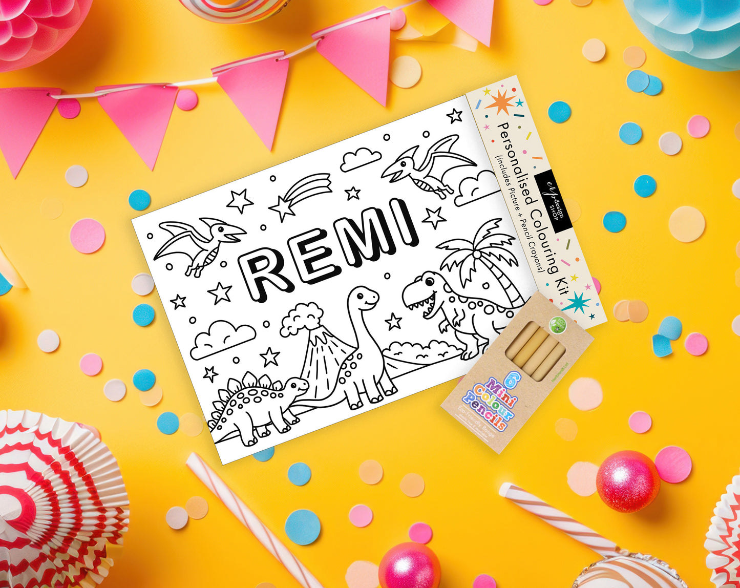 Personalised Colouring Kit (Includes Pencils) – UNICORN theme- party bags - party activity