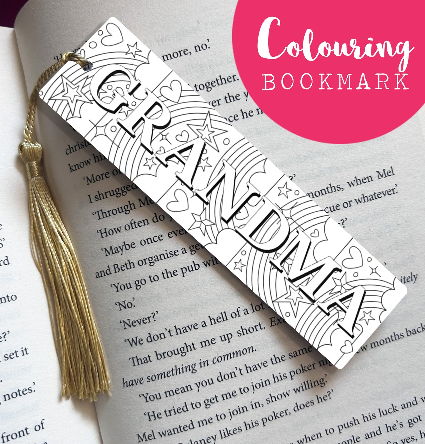 COLOURING Bookmark for Mum/Mom/Mam/Grandma/Nanny/Nana/Nan - Mother's Day gift - Birthday gift