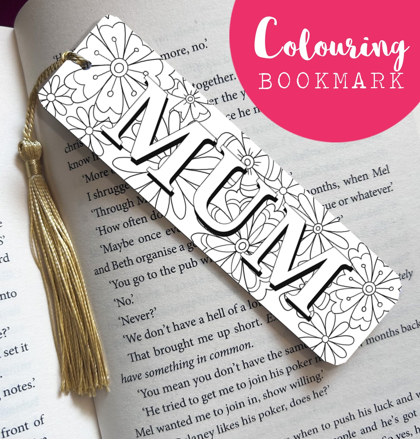 COLOURING Bookmark for Mum/Mom/Mam/Grandma/Nanny/Nana/Nan - Mother's Day gift - Birthday gift