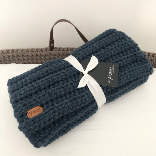 Handmade ribbed crocheted baby blanket / pram blanket - various colours available