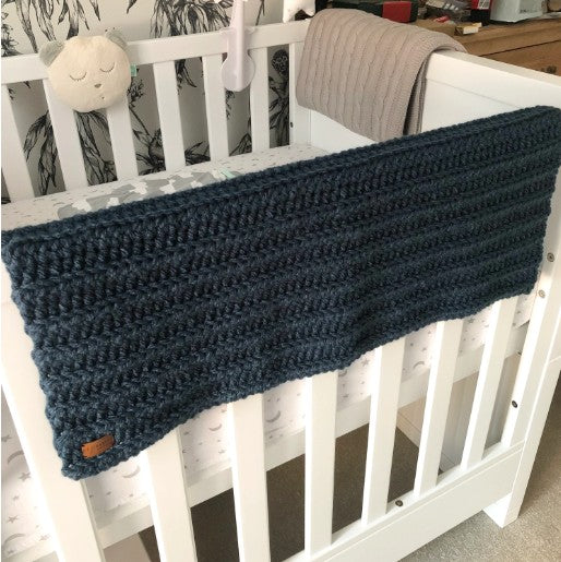 Handmade ribbed crocheted baby blanket / pram blanket - various colours available
