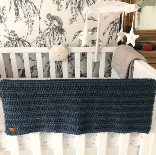Handmade ribbed crocheted baby blanket / pram blanket - various colours available