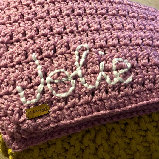 Personalised handmade crocheted baby/pram blankets