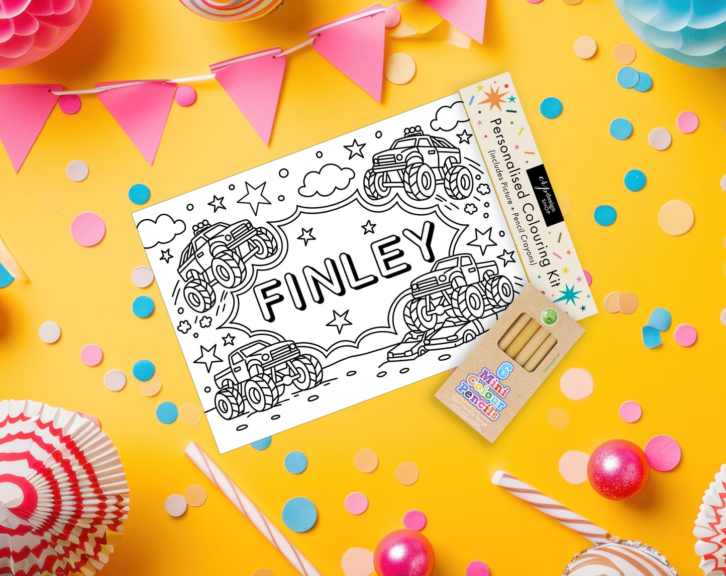 Personalised Colouring Kit (Includes Pencils) – UNICORN theme- party bags - party activity