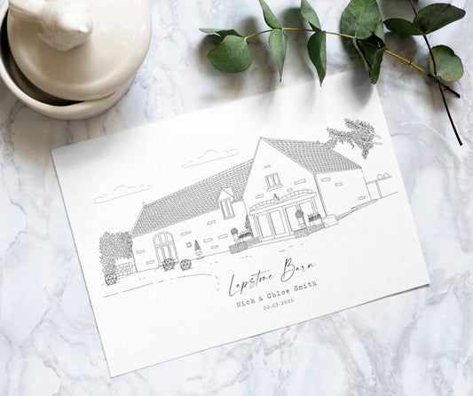 Lapstone Barn Illustration Card - Wedding Anniversary Greetings (A5)